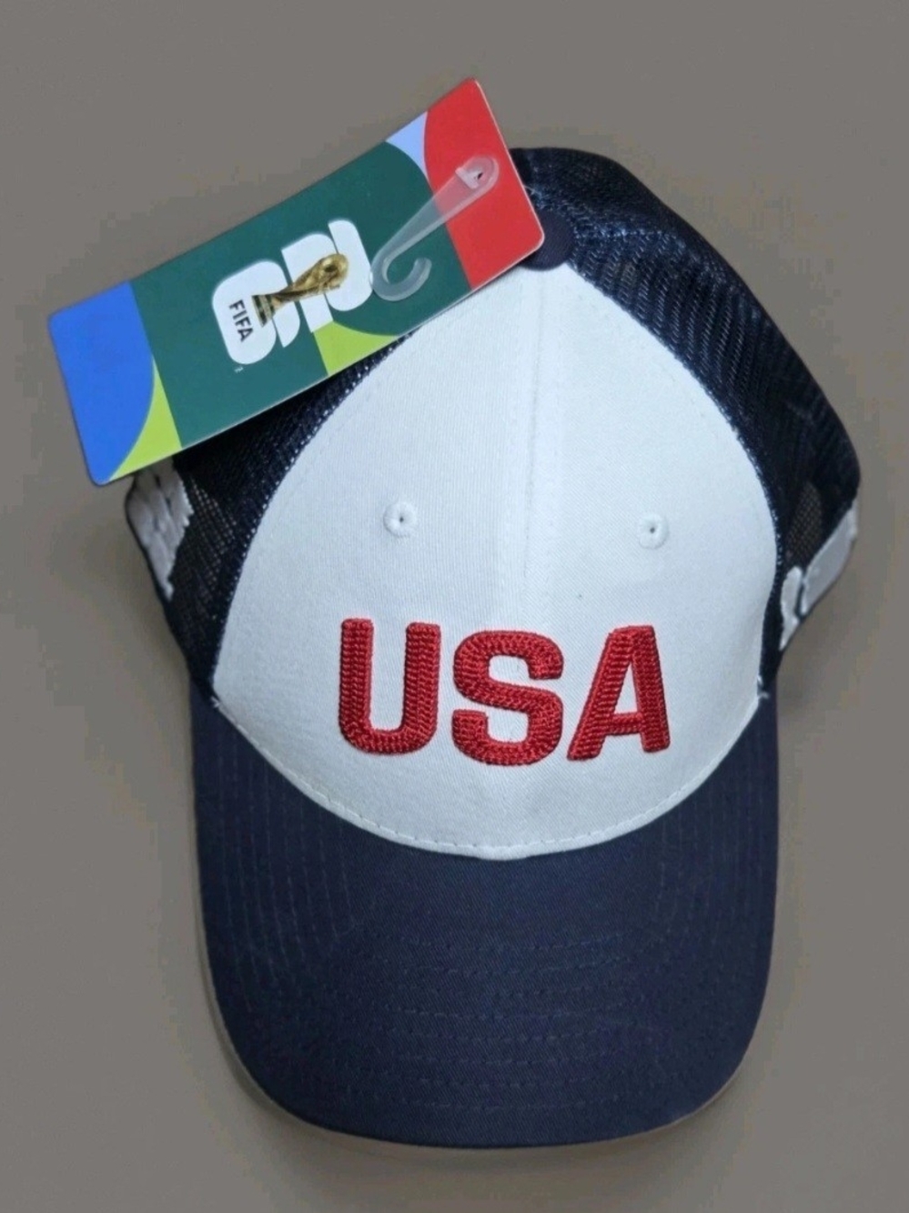 USA U.S. Soccer Team FIFA World Cup Soccer Cap Hat White Blue Red